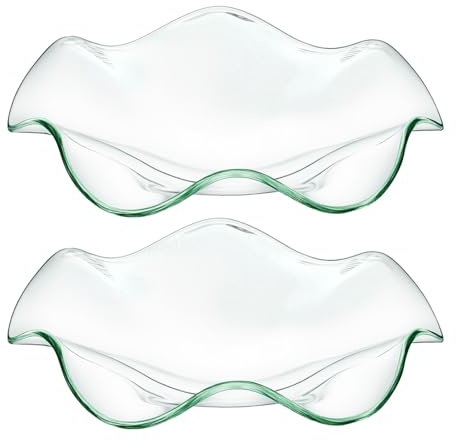 CIATBYYJ 2Pcs Heat-Resistant Glass Dishes for Wax Melters & Oil Burners, Candle Warmer Plate, 4.5 Ruffled Edge Candle Heating Bowl for Electric Wax Melters & Aroma Therapy Lamp