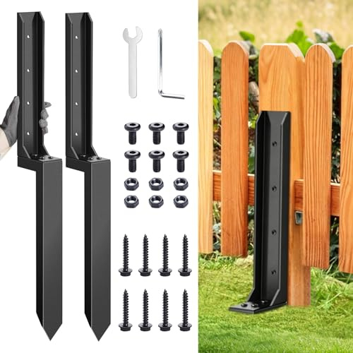 Paquete de 2 estacas de reparación de postes de valla resistentes de 80 cm, picos de acero galvanizado para postes de valla de madera inclinados/rotos, inoxidables, sin excavación, para buzón de