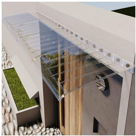 Transparentes Pultbogenvordach,UV-Schutz Türdach Regenschutz für Fenster & Kellerfenster,für Veranda, Terrasse und Fenster,Wandhalterung Regenschutz Eingangsbereich(W55*L300cm/W 21.6*L118.1in)