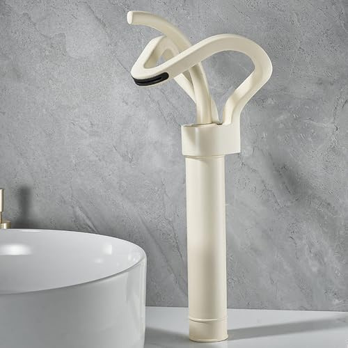 TTDGYYXW Rubinetteria Bagno Miscelatore Lavabo Cascata Miscelatore Ottone Alto Miscelatore Lavabo Bagno Caldo e Freddo Monoforo per Bagno Bianco