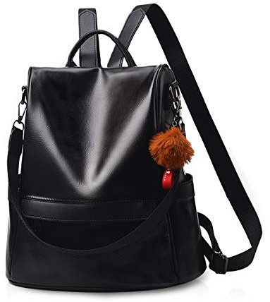 NICOLE & DORIS Mochila para Mujer de Moda de Piel sintética Impermeable Bolsa de Viaje Bolso para Damas de Gran Capacidad antirrobo Negro