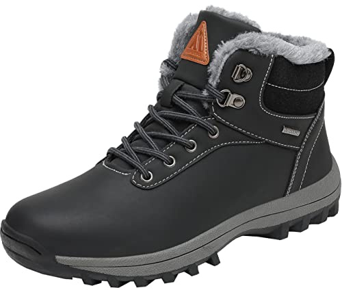 Mishansha Chaussures d'hiver Homme Femme Bottes de Neige Légère Antiderapante Bottines avec Chaude Doublée pour Montantes de Randonnée Trekking Marche, Noir Profond, 41 EU