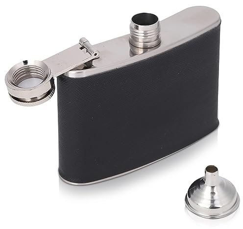 Fiaschetta in Acciaio Inox Con Tappo a Vite, Portatile Fiaschetta per Liquori per Campeggio, Fiaschetta Tascabile Con 1 Imbuto per Alcool per Liquori, 4oz Fiaschetta Whisky a Prova Di Perdite