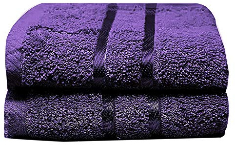Towelogy® 600GSM Cotton Washcloths Multipack Quick Dry Flannels Face Towels Hotel Spa Bathroom Make Up Remover Cloths 30x30cm (Purple Eggplant, Pack Of 2)