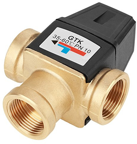 Warmwasserbereiter Mischventil, Messing-Thermostatmischventil Für Die Temperaturregelung In Der Dusche, Dn20 (G3/4) Innengewinde, 3-Wege Auslassdurchflussmenge 1-10 M³/H, Für Badezimmer Küche