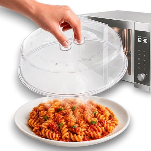 Mikrowellen Abdeckung Mikrowellenhaube Mikrowellenabdeckung Abdeckhaube Mikrowellen Deckel Spritzschutz Mikrowelle Microwave Cover stapelbar 27 cm transparent robust universell