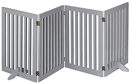 Relaxdays Absperrgitter, freistehendes Schutzgitter, HxB: 70 x 207 cm, mit Füßen, Hunde, klappbar, Türgitter, grau