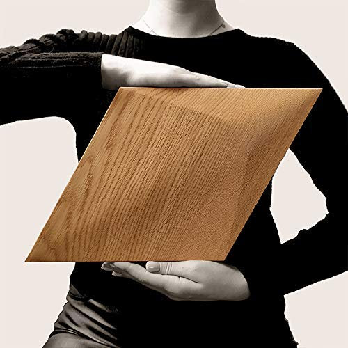 Panneaux muraux décoratifs en bois 3D - Revêtement en chêne huilé - Design exclusif - Triangle doux au toucher - Fabriqué à la main - CARO PLUS (1 pièce, C03 noir)