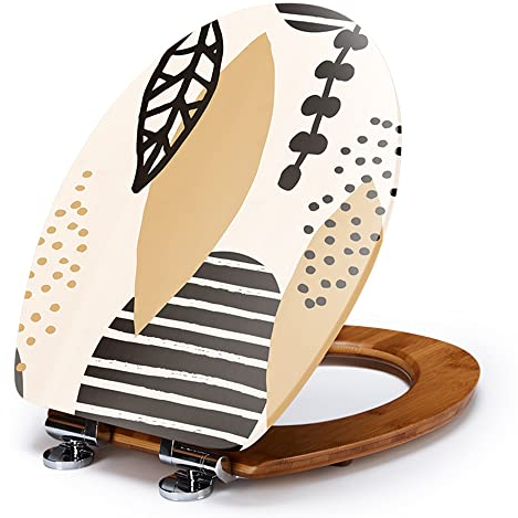 MANY Toilettensitz Aus Holz WC-Sitz Softclose Toilettendeckel Slow Down Mute Klodeckel Klobrille Einfache Montage (V-Form, O-Form, Bambus)
