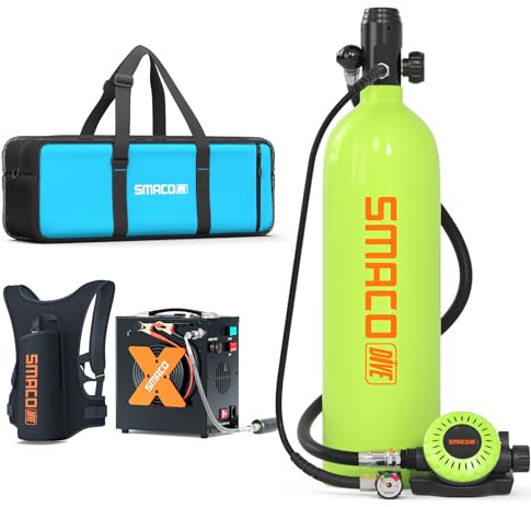 SMACO Mini Tauchflasche 2L Taucherflasche für Flachwassertauchen Unterstützung de Unterwasseratmung Tragbares Tauchflaschenset Für Tauchübungen/Unterwasserarbeiten/Unterwasserunterhaltung S700Plus