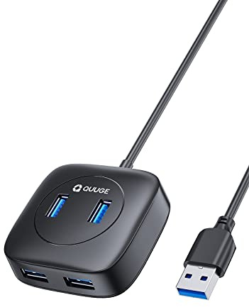 Hub USB 3.0 con 4 Porte，QUUGE Multipresa USB Hub Ultra Sottile per MacBook Air, Mac PRO/Mini, Windows XP/Vista/7/8/10, Linux, XPS