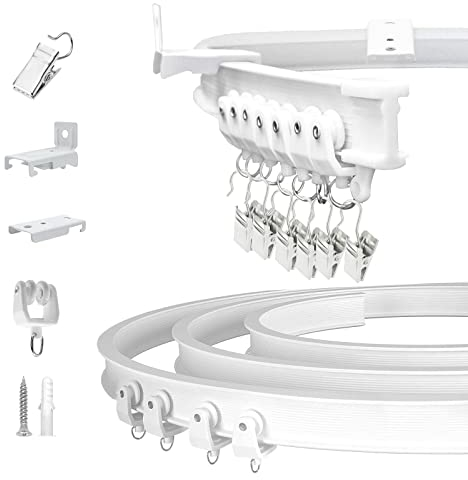 TOKPLNU Binario per tende pieghevole per finestra a golfo, 5 m, flessibile, montaggio a parete, resistente, sistema di binario per tende per camper, binari per tende e accessori