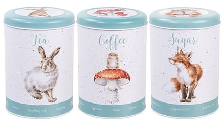 Wrendale Designs by Hannah Dale - The Country Set Tea, Coffee & Sugar Canisters - 155mm x 110mm