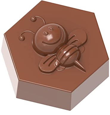 CW1858 - Chocolate World - Bee on Hexagon Polycarbonate Mould