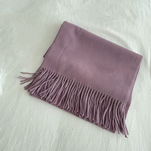 WLLDDDIU Schal Groß Damen-Schal Aus Kaschmir-Feeling, Weicher, Dicker, Warmer Strickschal, Lila Schal, Quaste, Wickelschal, Winter-Deckenschal, Einfache Stola-Schals Für Damen Und Mädchen