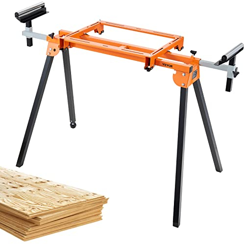 VEVOR Soporte para Sierra Ingletadora - Base Plegable 94-199 cm para Trabajo de Madera y Metal - Capacidad 150kg - Altura de Mesa 78cm
