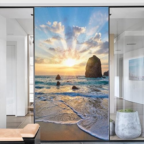 Lumanduo Pellicola protettiva per finestre, per la privacy, paesaggi naturali, in vetro colorato, per rivestimenti per finestre, 60 x 120 cm