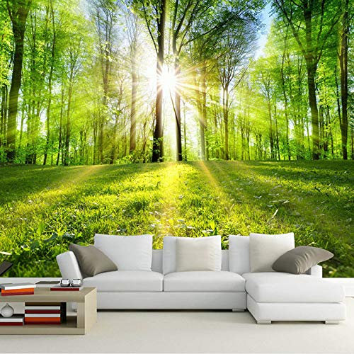 Tapete Selbstklebend,Moderne Grüne Outdoor-Wald-Sonnenlicht-Rasen-Landschaft, Natur, Große Selbstklebende Tapete Zum Abziehen Und Aufkleben, Abnehmbares Kontaktpapier, Vinyl-Wandbild, Geeignet Für D