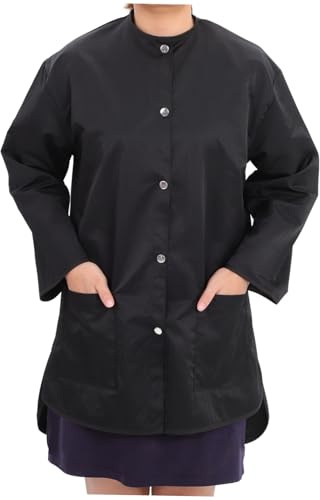 FRCOLOR Black Salon Smock Long Sleeve Hairdresser Work Clothes for Women, Barber Haircut Cape, Fiber Material, One Size Fits All, Ideal for Salon Use 90x53x0.5cm