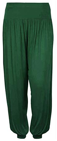 Ladies Womens New Harem Trousers Ali Baba Long Pants Baggy Plus Size UK 8-26 (Bottle Green, 10)