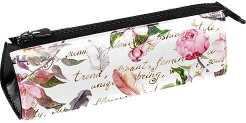 Rosa Pfingstrose Kirsche Federn Stift Tasche Schreibwaren Beutel Bleistift Tasche Kosmetik Tasche Compact Zipper Tasche, multi, 5.5 ×6 ×20CM/2.2x2.4x7.9 in, Taschen-Organizer