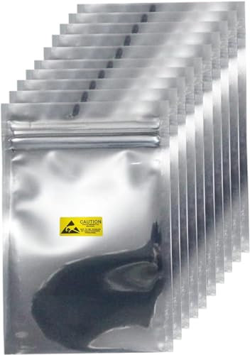 Antistatische Beutel ESD-Abschirmtasche mit antistatischen Etiketten für Festplatte SSD HDD Motherboard Grafikkarte RAM elektronische Geräte (Ziplock-3.2X4.7-100pc)