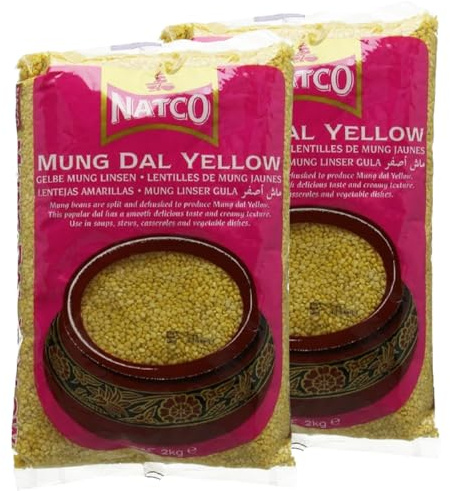 Natco's Mung Dal Yellow, Split mung bean, Dhuli Moong, Yellow lentils, Soups, Stews, Casseroles and Vegetable Dishes, Make The Best Dal, Delicious & Smooth Texture, 2kg (Pack of 2)