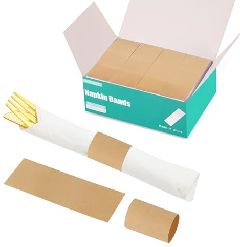 XINGYUNDEL Paper Napkin Bands,Napkin Rings Self Adhesive,Silverware Wraps Bands(Kraft,2000 pcs)