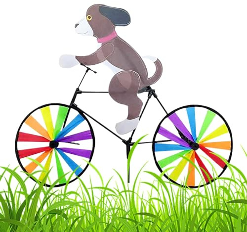Wind Spinner Cartoon Spinner Cat Dog | Animal Riding Bike Windmill Wind Spinner | Garden Stake Animal Wind Spinner | Animal Pinwheels For Garden, Yard, Lawn, Whirligig Stake Decoration