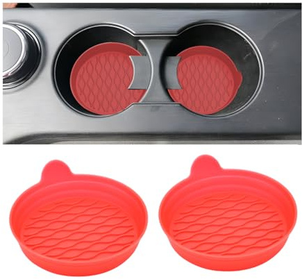 JNNJ 2 Stück Universal Auto Getränkehalter Untersetzer, Auto Tassenhalter Silikon Untersetzer Anti-Rutsch, Hohe Temperaturbeständigkeit Tassenhalter für Auto(Rot)