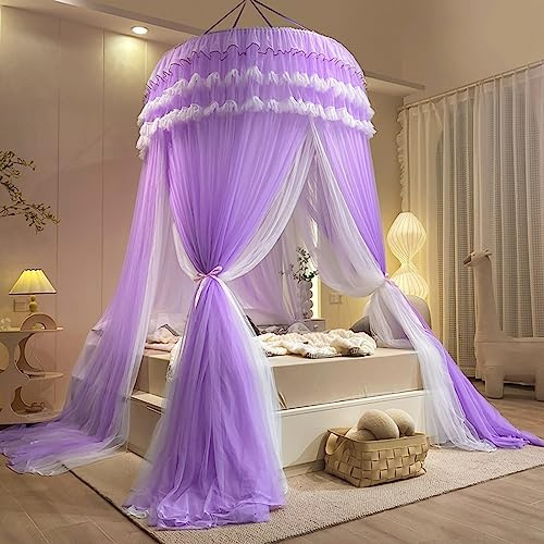 Walkervo Moskitonetz Bett Baldachin Pop Up Moskitonetz Baldachin Doppelbett Einzelbett Betthimmel Babybett Hausbett Moskiton Babybett Himmel Schlafzimmer Dekoration Für Reise Und Zuhause, Purple