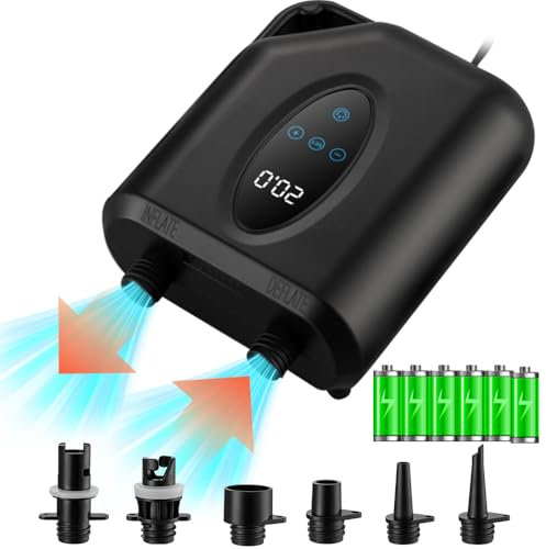 OBEST Rechargeable Paddle Board Pump Electric SUP Pump, 20PSI High Pressure 12000mAh with Dual Stage Inflator/Deflator, 12V Auto-off Portable Inflatable Air Pump for Kayak, Wing, Tent, Boat