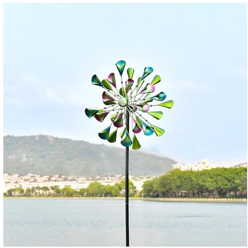 Magische Windmühle, 200×52cm,Doppelwindrad,Kugellager Windrad Garten Metall Einzigartige und Magische Wind Spinner für Outdoor Yard Garten