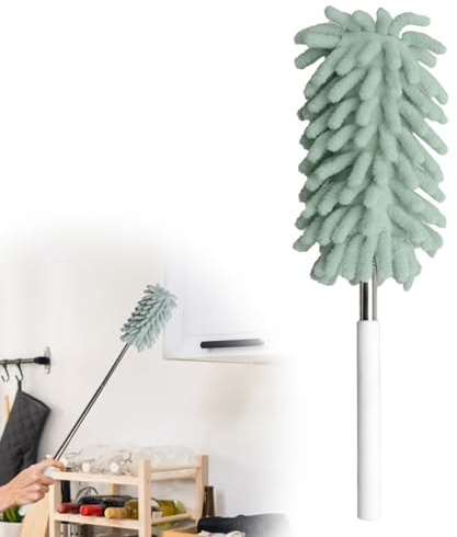 NeutypeChic Plumero telescópico de Microfibra, hasta 76 cm de Longitud, con Mini Cepillo de Limpieza para Ventanas y Barra telescópica de Acero Inoxidable