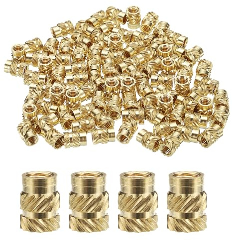 QUARKZMAN 50Pcs Insertos Roscados de Latón M4*8mm, OD 6mm Tuercas Roscadas de Latón de Ajuste Térmico, Tuerca de Inserción para Piezas de Impresora 3D