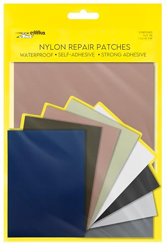 ZEFFFKA Parche de Reparación Autoadhesivo de Nailon Pack de 8 Impermeable Duradero 13x18cm Para Chaquetas Tiendas de Campaña Mochilas Sacos de Dormir Ropa 8 Colores Sin Plancha Fácil Aplicación