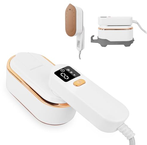 ZStarlite Dampfbügeleisen Mini mit LED-Anzeige,180°Faltbares tragbares Reisebügeleisen, Handgerät Bügeleisen Dampf 1200W 150ML iron 10s Schnelles Aufheizen 3 Dampfstufen für Reisen und Zuhause (Weiß)