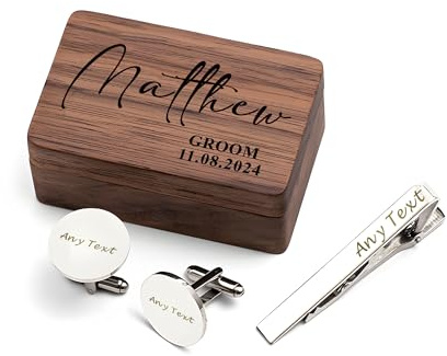 Cufflinks for Men Personalised Cufflink Engraved for Wedding Anniversary Fathers Day Best Man Groomsmen Usher Husband Father of the Bride Customised Gifts for Him with Box
