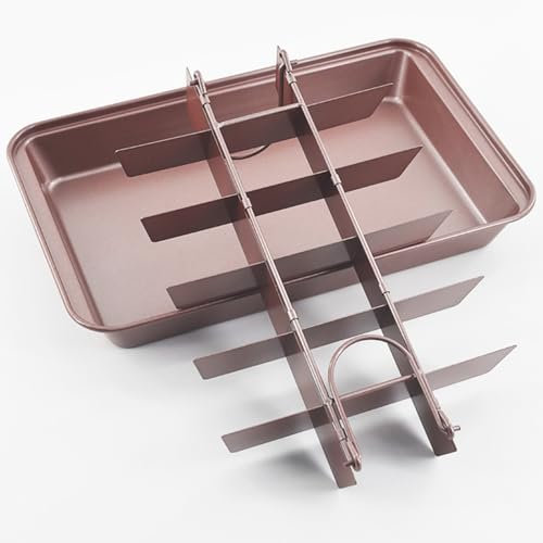 Brownie Backform, Karbonstahl, Backform Rechteckig mit 18 Trennwänden, Antihaftbeschichtete Brownie Backform für Backen von Kuchenkeksen