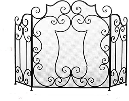 CCKUHN Kaminschirm Kaminschirm Wohnzimmer Retro Dekorativer Schirm Metall Hohl Geschnitzt Boden-Decke Feuerschutzwand Moderner Kaminschirm (Farbe: A) (B)