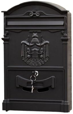 Wall Mounted Mailboxes for Outside,Mailboxes for Outside Wall Mount,Mailboxes & Accessories, Letterbox Posts Wall Mount Mailboxes Galvanized Steel Package Lockers Envelopes Mailing Supplies(Black)