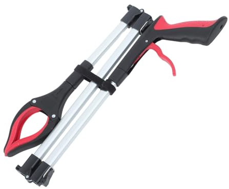 Recolector de Basura Plegable de Tres Tramos Mango Largo | Diseño Ergonómico Color Rojo Aleación de Aluminio y Pp Uso Interior y Exterior