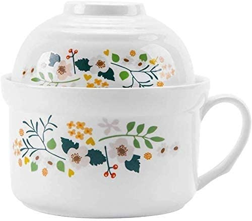 CHFYIJYHM Pasta Bowls Bowls Japanese Ceramic Ramen Soup Bowl Cup with Cover Microwave Lunch Box Home Student Instant Noodle Soup Bowl Handle Handle Tableware Salad Bowls
