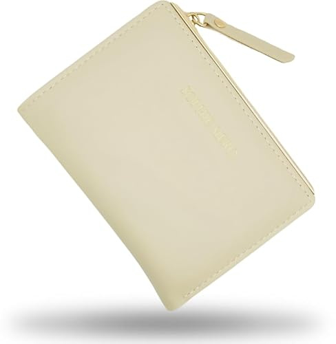 Geldbörse klein beige - Creme Damen - Beiges Portemonnaie mit munzfach Sophie Siero Lois - Geldbeutel mit goldenen Details