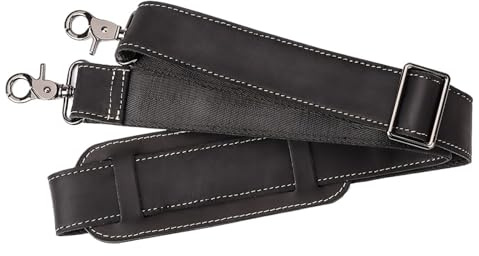 ENWWCH Damen Ledertaschengurt 127 cm Langer, Verstellbarer Taschengurt aus echtem Leder for Umhängetaschen, einfarbig, Messenger-Schultergurt, Ersatzzubehör Für Schultertaschen(Black)
