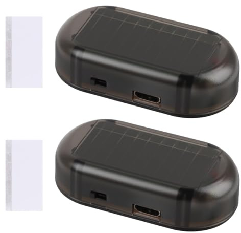 2PCS Allarme per Auto a LED, Antifurto Luci di Segnalazione, Luce di Solar Power Allarme Sistema per Auto, Lampada di Sicurezza Lampeggiante, Luce di Simulato Allarme per LED con La Porta USB(Rosso)