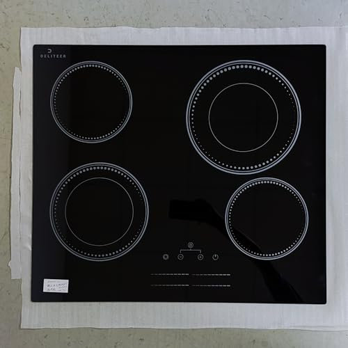DELITEER Placa Vitrocerámica 4 Fuegos Con Marco, 60cm Placa Autosuficiente Con Zona Exterior, Control Independiente, Calentamiento Por Infrarrojos, Bloqueo De Seguridad, Temporizador