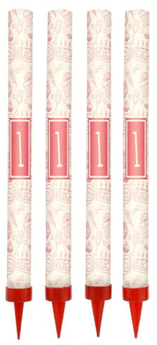 Geburtstags- & Jubiläums-Kuchenfontänen – 12 cm – 4er-Set – Sprühkerzen/Tischfeuerwerk – Kaltes Feuerwerk – Brenndauer ca. 60 Sekunden – Kategorie F1 – Design 5
