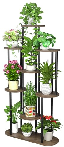 MYMULIKE Support pour plantes à 8 niveaux, étagère métallique d'intérieur pour plusieurs plantes, grands supports pour fleurs d'angle pour terrasse, jardin, salon, balcon, chambre à coucher