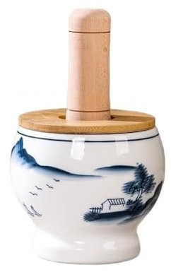 DTACBNEUZ Bol pour moudre les épices moulin à herbes manuel épaissi, pot presse-ail, chili, poivre, sous glaçure en céramique, jeu de mortier et pilon